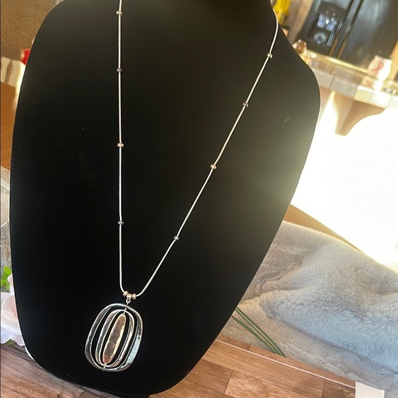 Chico's Black and Gold Statement Necklace with Bold Pendant - Picture 4 of 7